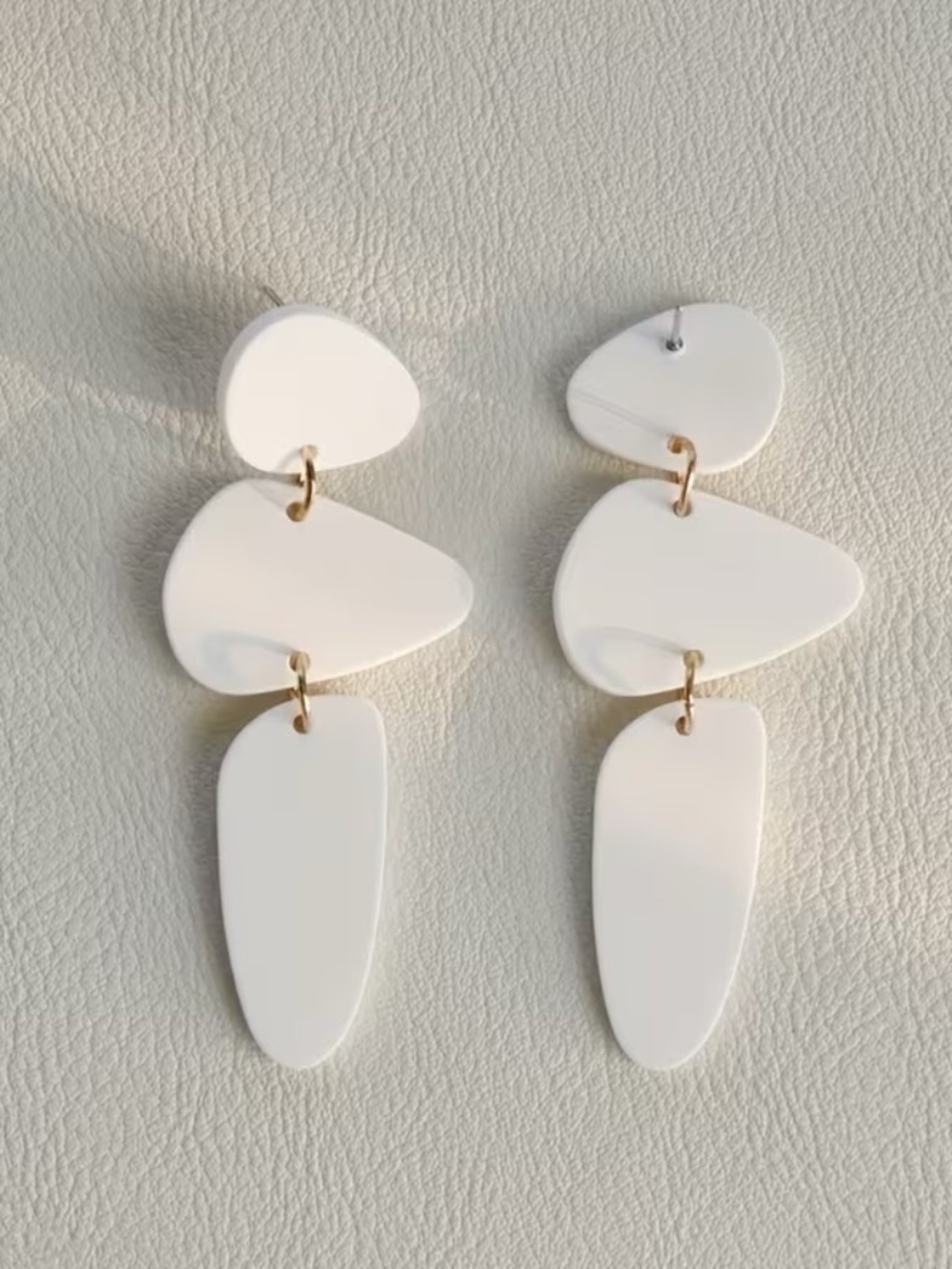White Abstract Dangle Statement Earrings